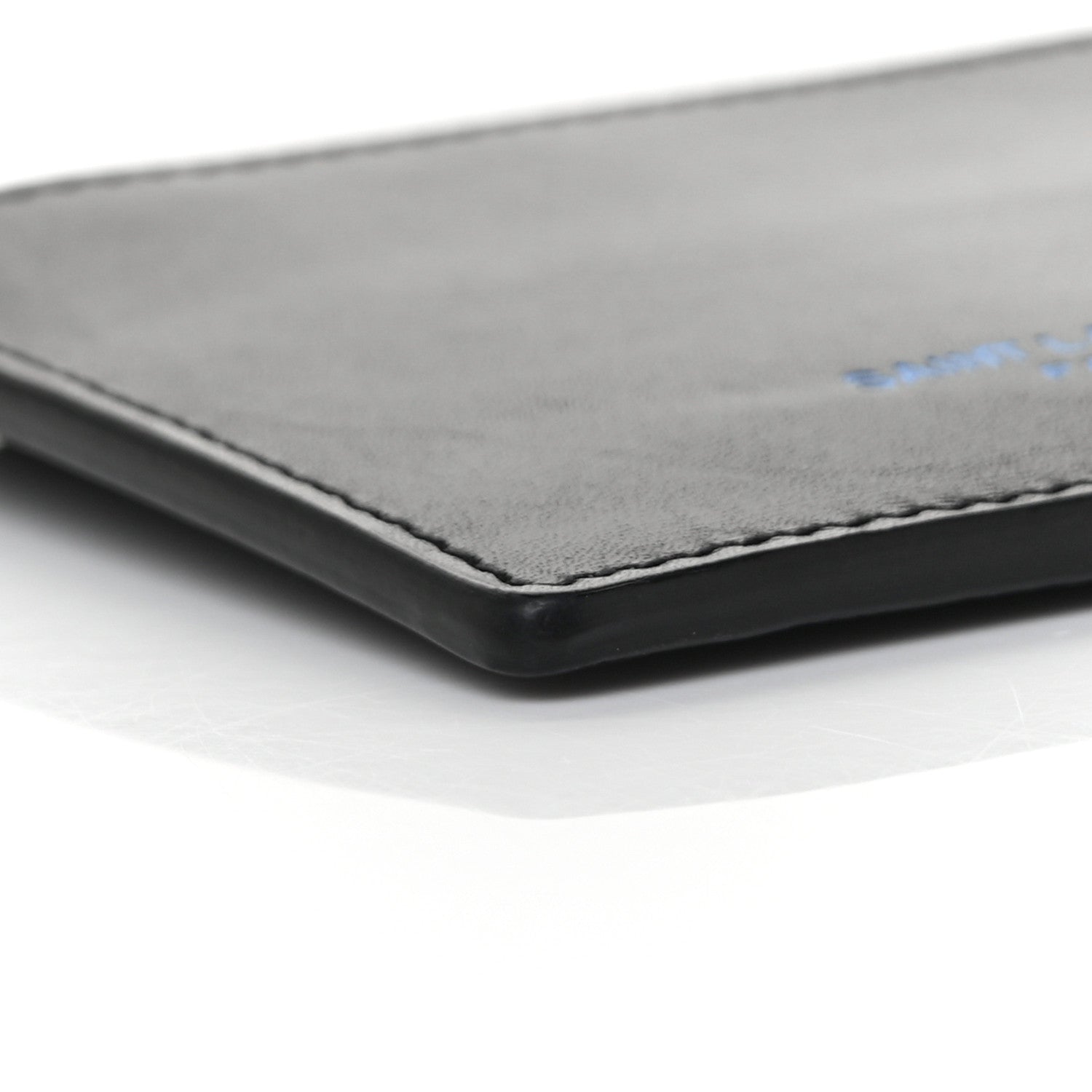 Saint Laurent Calfskin 5 Fragments Zip Pouch Card Holder Black Blue 8 of 10