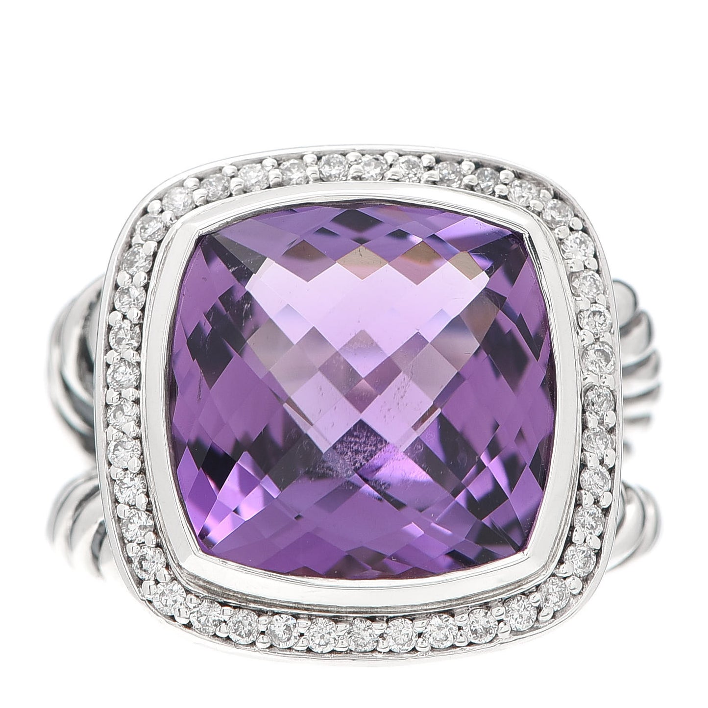 Sterling Silver Diamond Amethyst 14mm Albion Ring 55 7.25