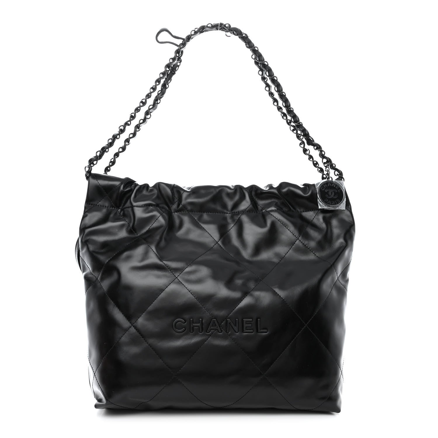 Chanel Shiny Calfskin Quilted Small Chanel 22 So Black 3 of 14