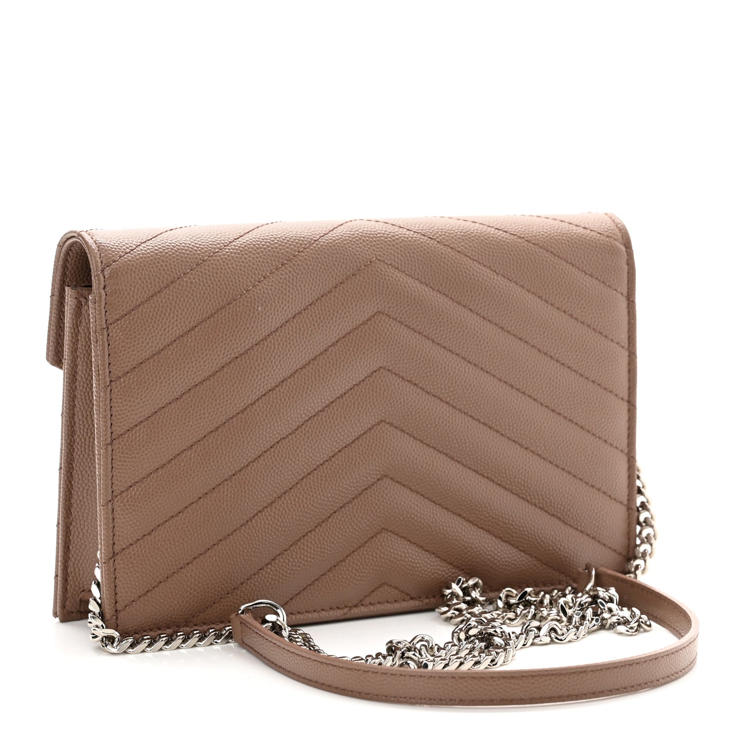 Grain De Poudre Matelasse Chevron Monogram Envelope Chain Wallet Fard