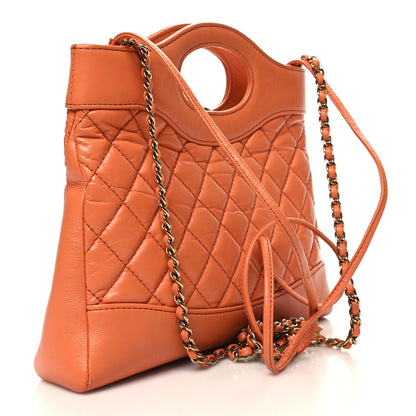 Chanel Shiny Crumpled Calfskin Quilted Mini 31 Shopping Bag Orange 2 of 10