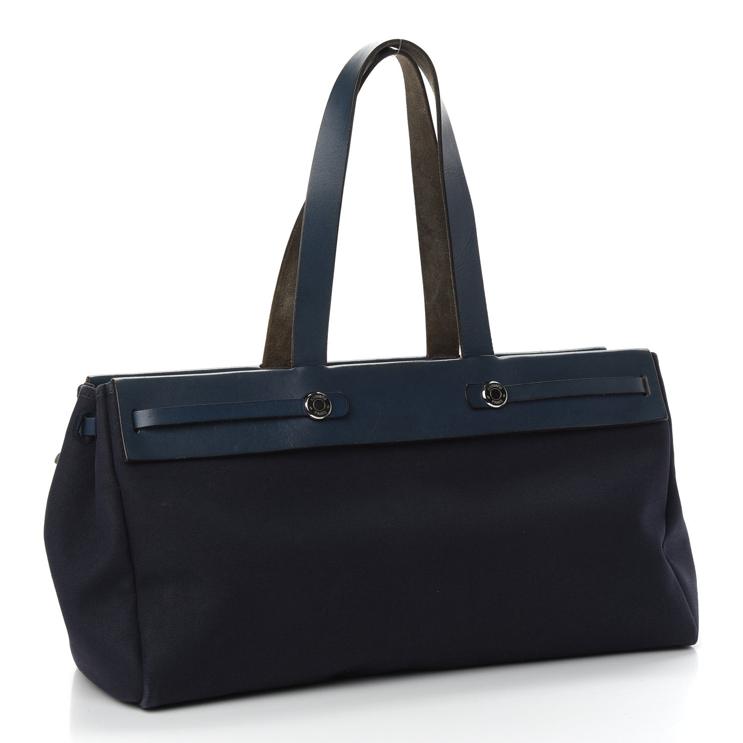 Hermes Toile Vache Hunter Herbag Cabas MM Bleu Marine 4 of 10
