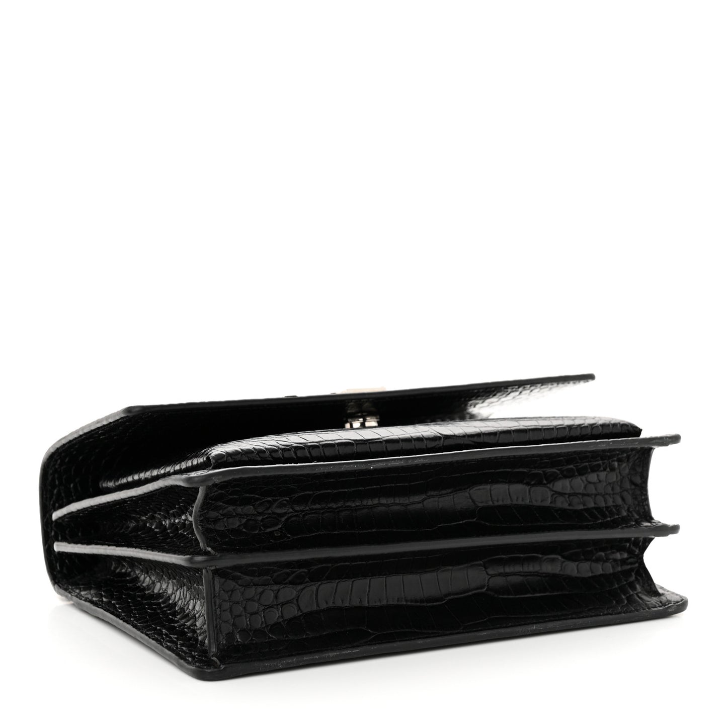 Calfskin Crocodile Embossed Medium Monogram Sunset Black