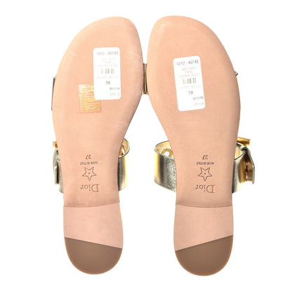 Christian Dior Laminated Calfskin D-Dior Slide Flat Sandals 37 Pale Gold 4 of 7