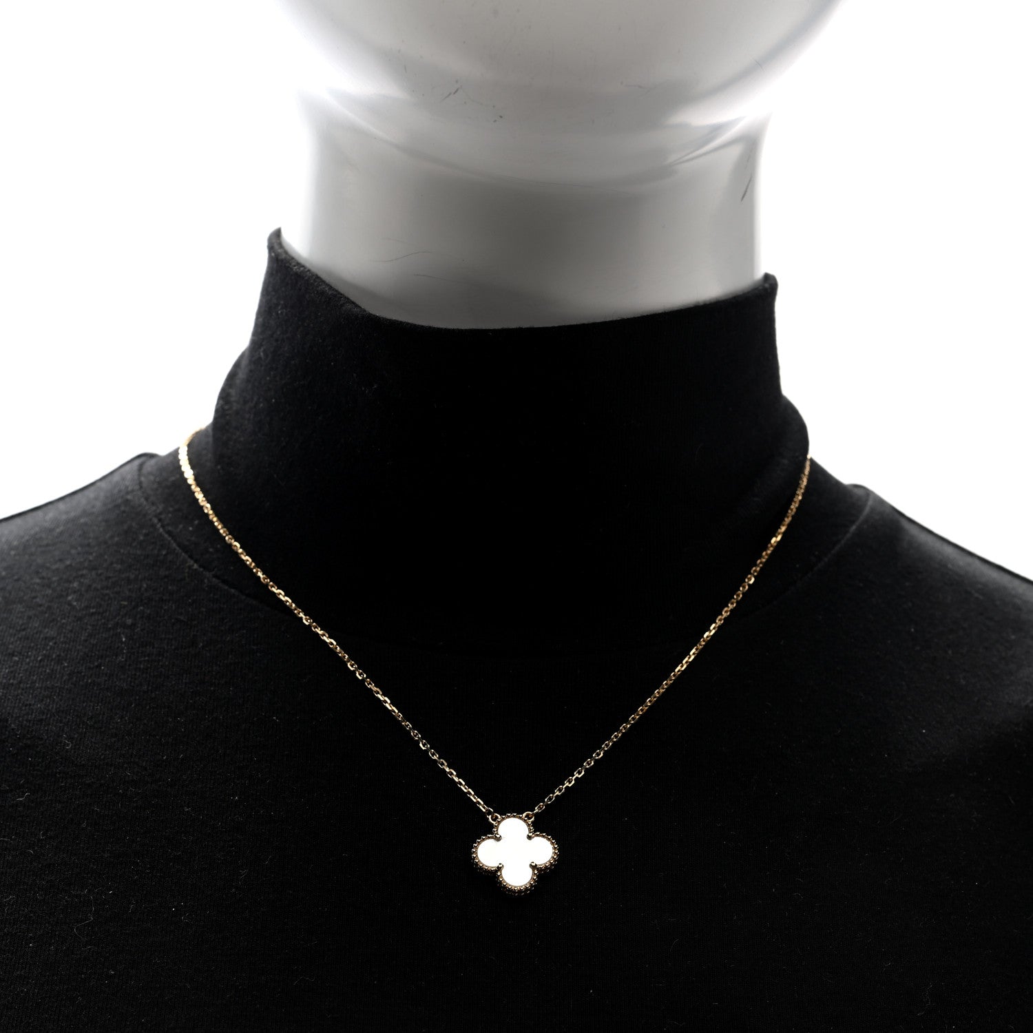 Van Cleef & Arpels 18K Yellow Gold Mother of Pearl Vintage Alhambra Pendant Necklace 2 of 5