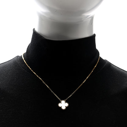 Van Cleef & Arpels 18K Yellow Gold Mother of Pearl Vintage Alhambra Pendant Necklace 2 of 5