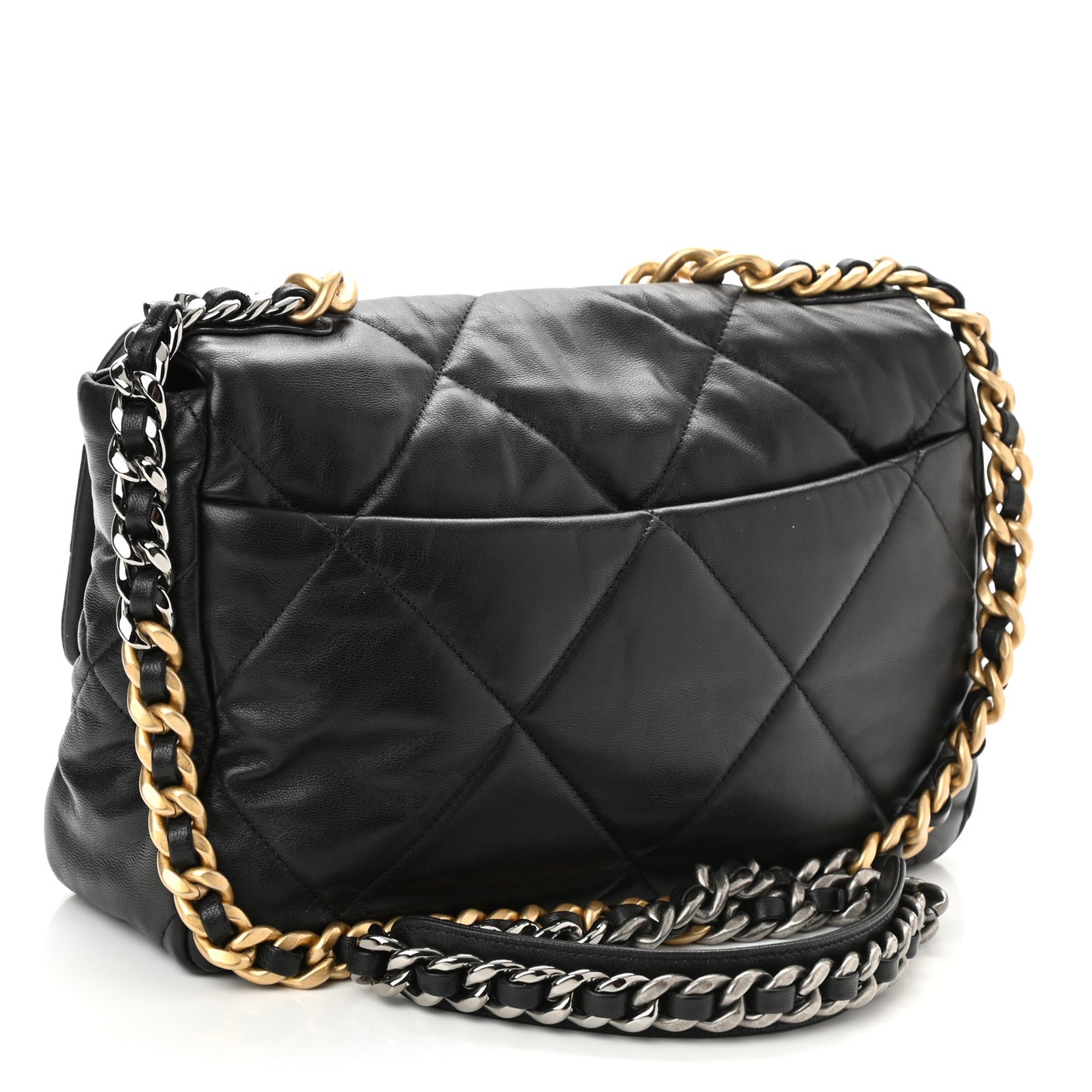 Lambskin Quilted Large Chanel 19 Flap Black