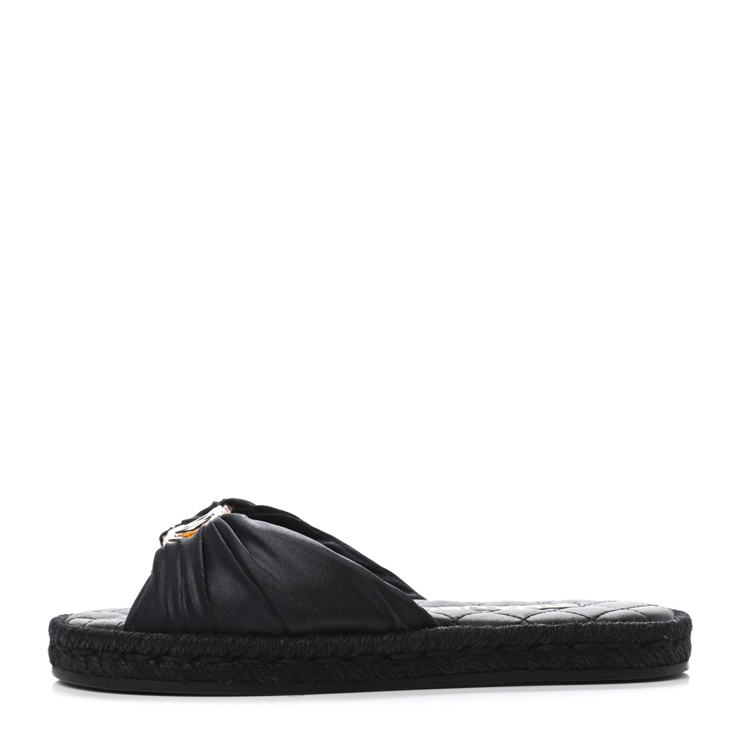 Grosgrain CC Espadrille Slip On Sandals 35 Black