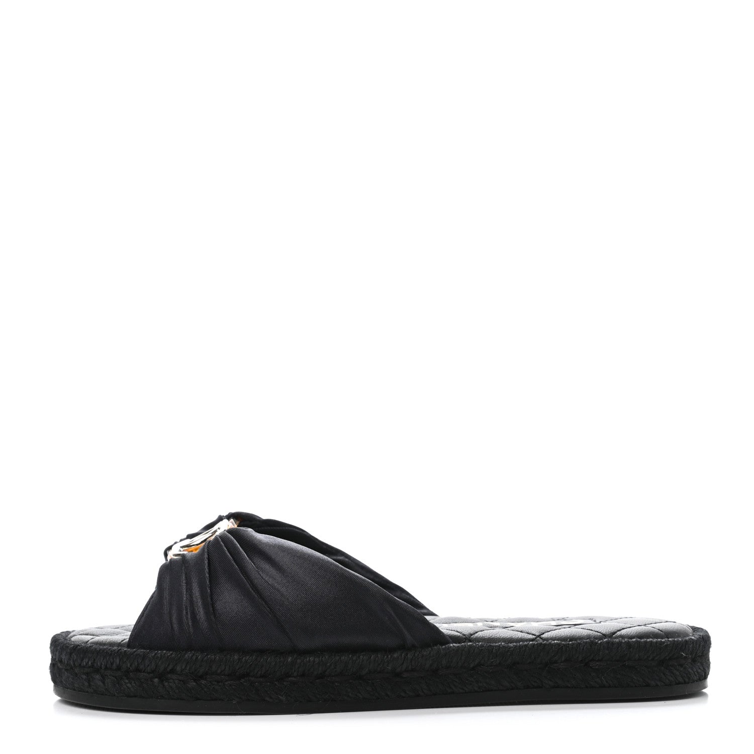 Chanel Grosgrain CC Espadrille Slip On Sandals 35 Black 1 of 4