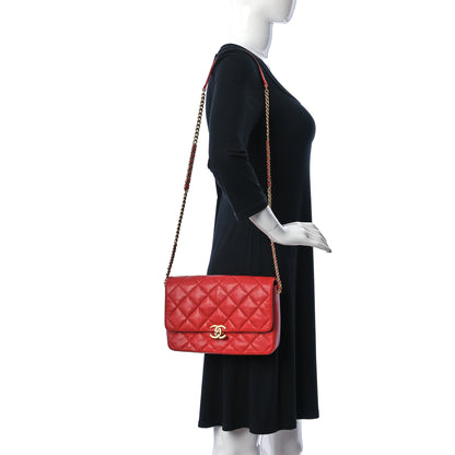 Chanel Shiny Caviar Quilted Large Chain Melody Flap Red 3 of 9