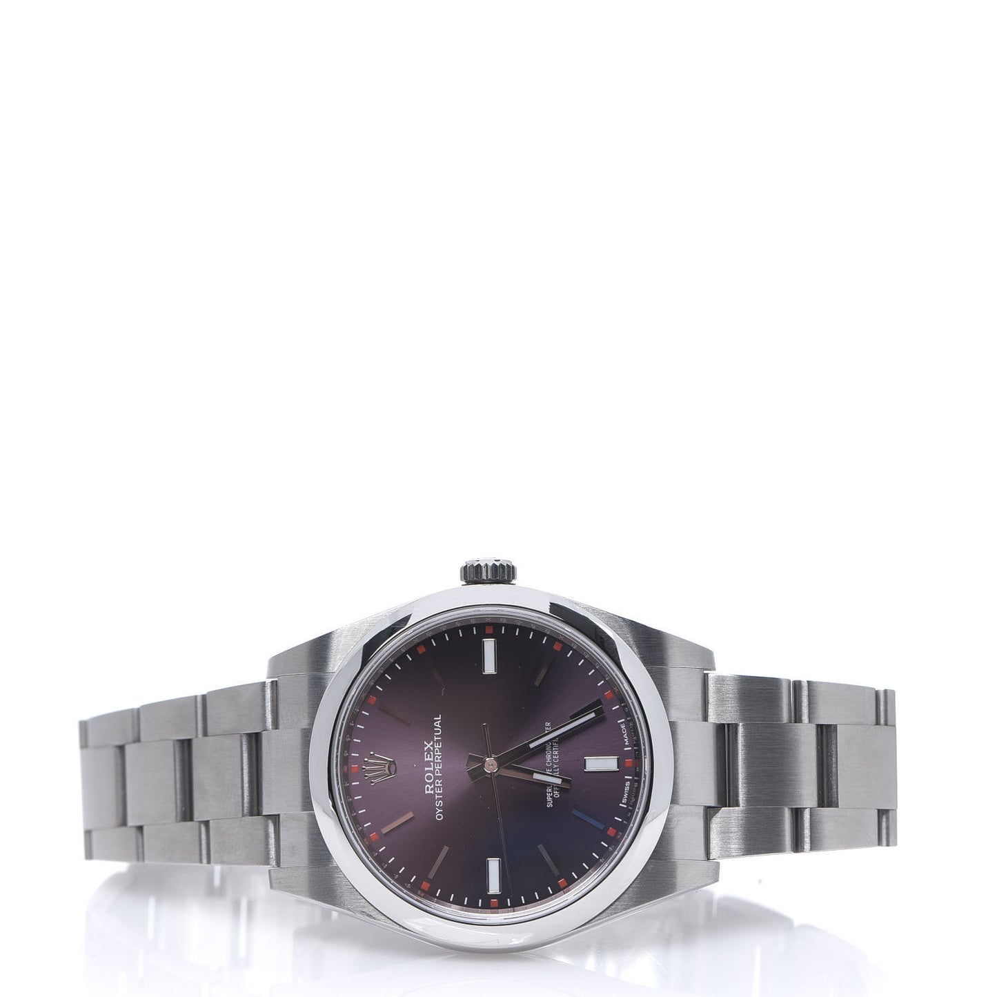 Stainless Steel 39mm Oyster Perpetual Watch Red Grape 114300