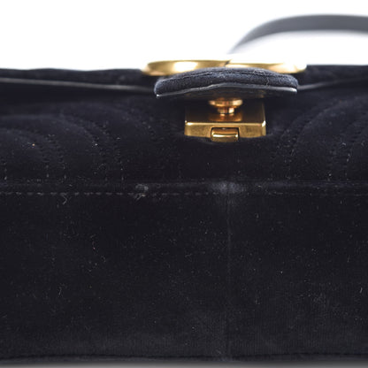Gucci Velvet Matelasse Mini GG Marmont Shoulder Bag Black 11 of 12