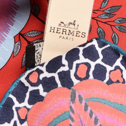 Hermes Silk Flowers of South Africa Scarf 90 Rouge Vert Ciel 7 of 7