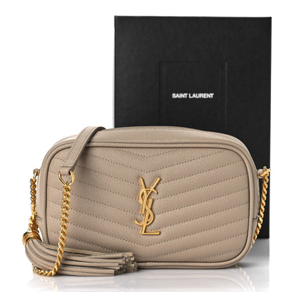 Saint Laurent Grain De Poudre Matelasse Monogram Mini Lou Camera Bag Dark Beige 10 of 10