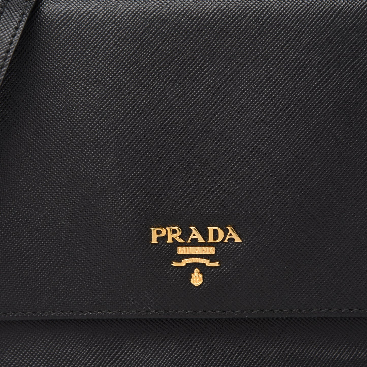 Saffiano Metal Flap Wallet With Strap Black