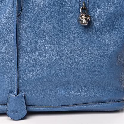 Alexander McQueen Pebbled Calfskin Skull Padlock Tote Blue 15 of 16