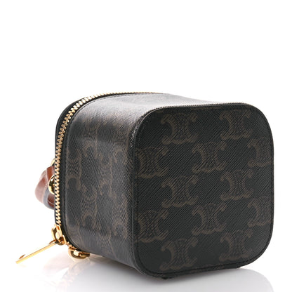 Celine Triomphe Canvas Calfskin Mini Vanity Case Tan 4 of 10
