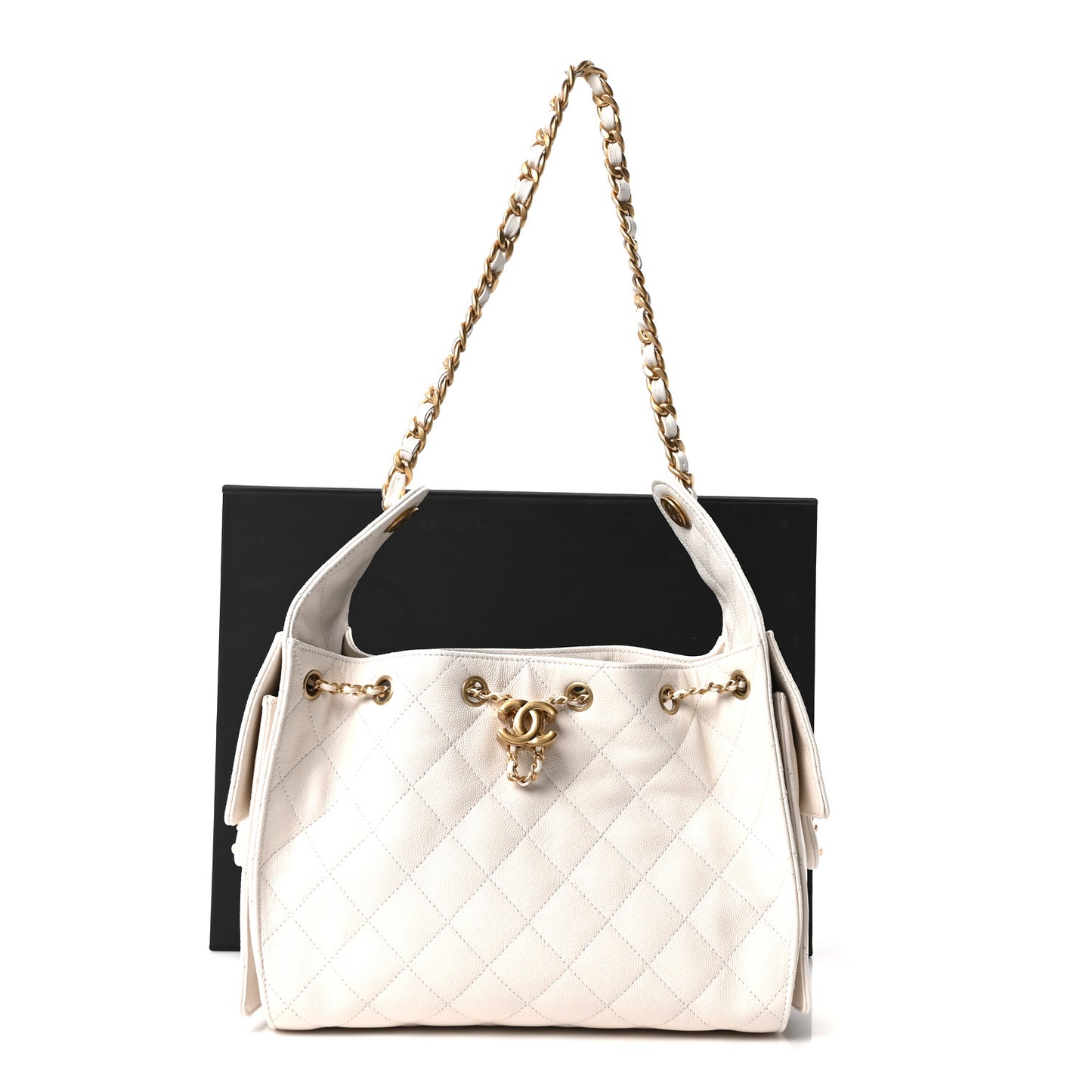 Caviar Quilted Small Chanel 25 Handbag White