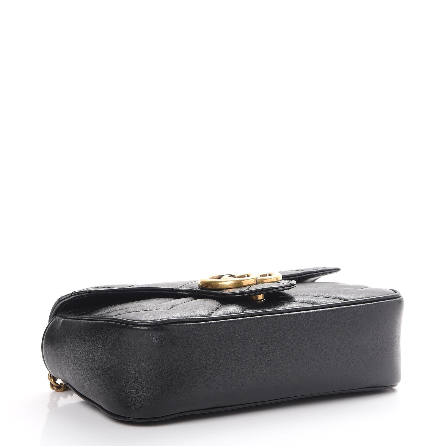 Gucci Calfskin Matelasse Super Mini GG Marmont Shoulder Bag Black 5 of 12