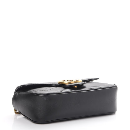 Gucci Calfskin Matelasse Super Mini GG Marmont Shoulder Bag Black 5 of 12