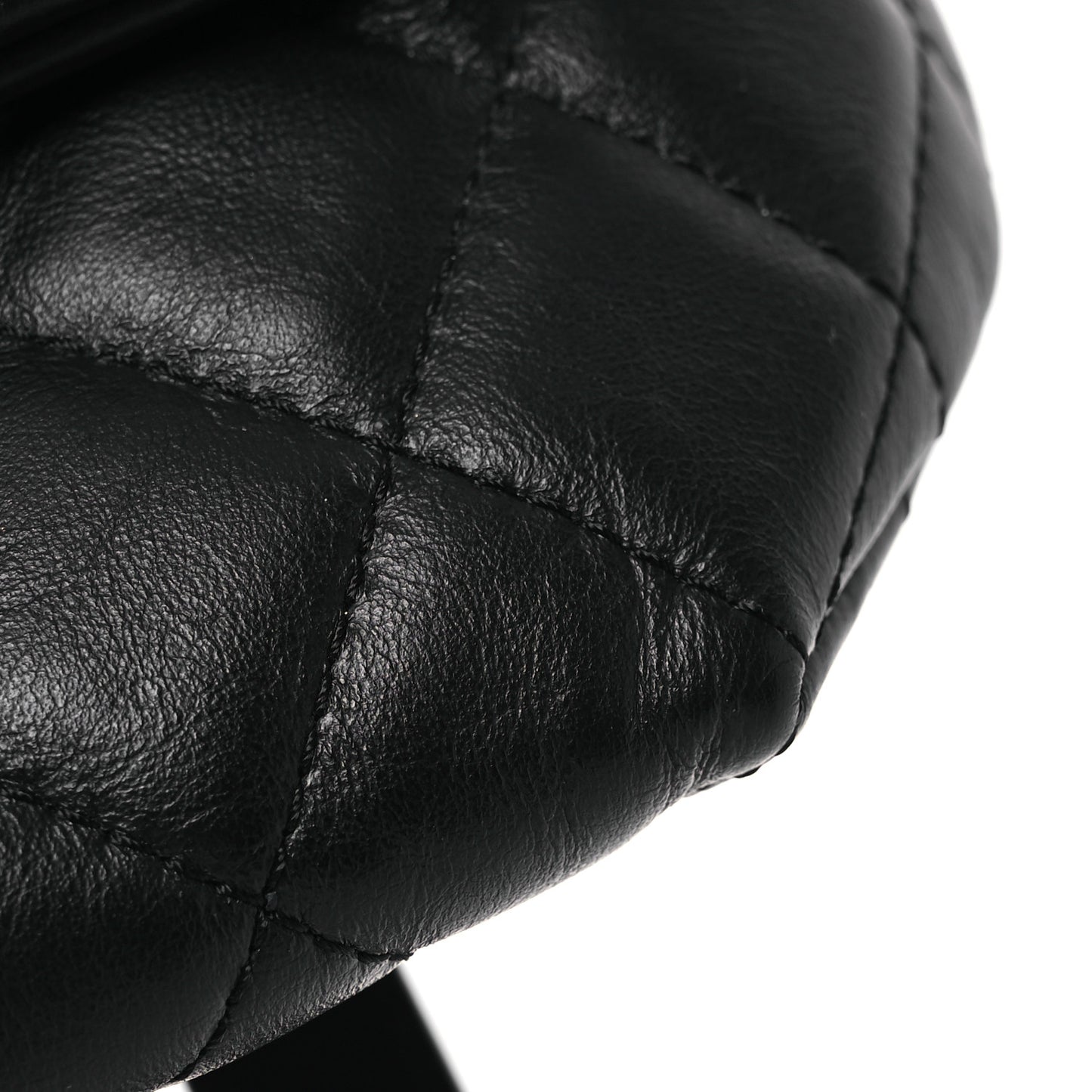 Calfskin Quilted CC Uniform Flap Belt Bag Black