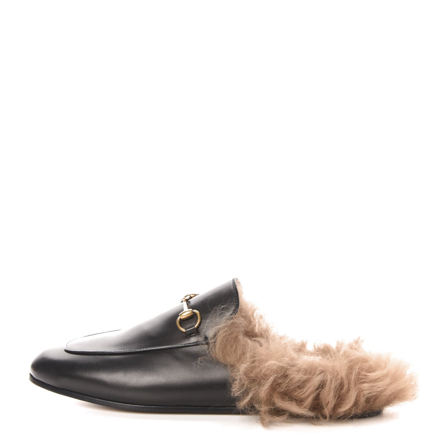 Calfskin Fur Womens Princetown Slippers 41 Black
