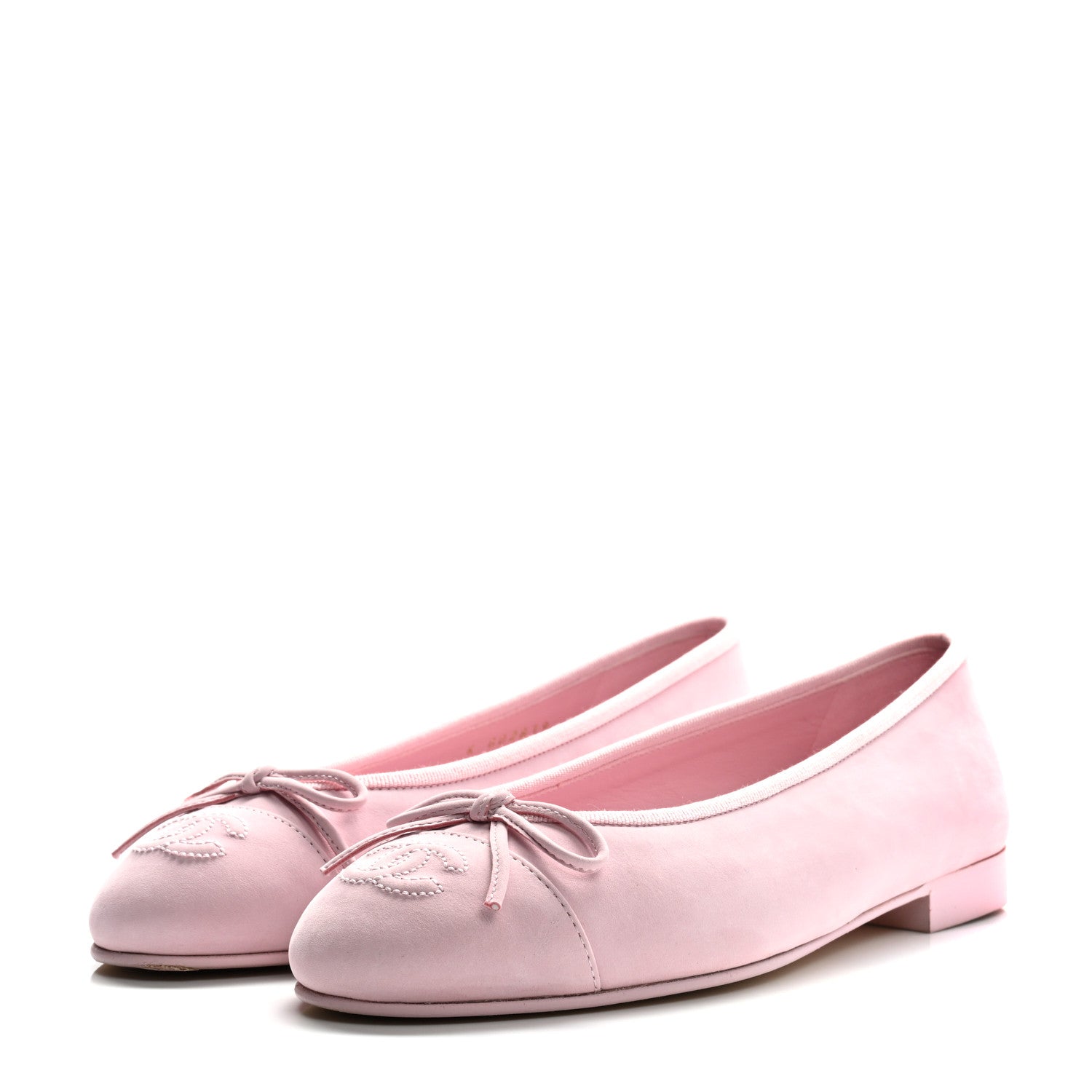 Chanel Suede Calfskin Cap Toe CC Ballerina Flats 36.5 Light Pink 4 of 10