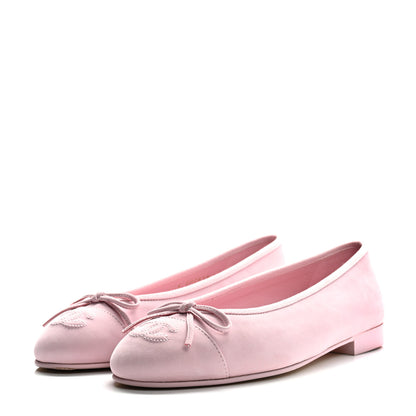 Chanel Suede Calfskin Cap Toe CC Ballerina Flats 36.5 Light Pink 4 of 10