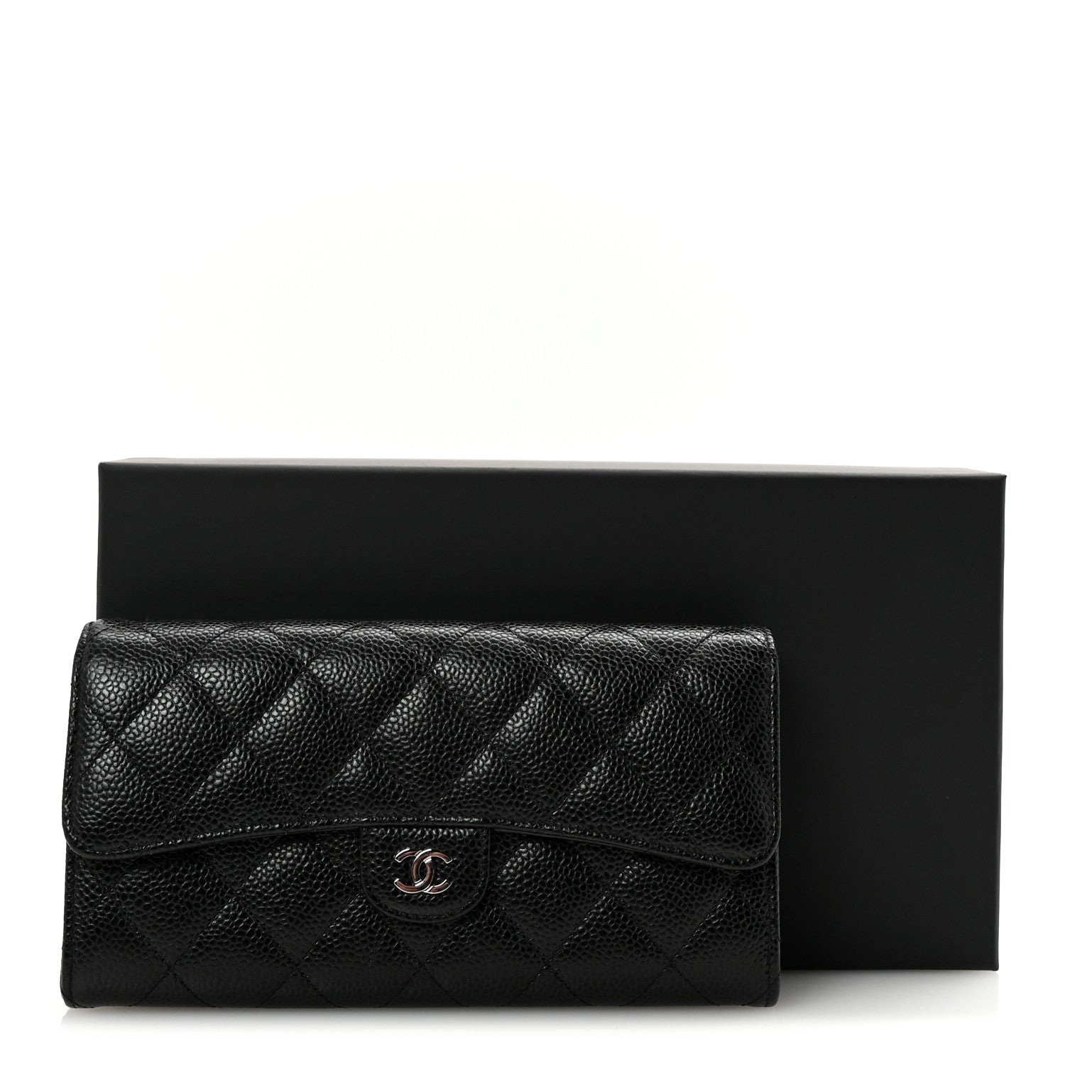 Chanel Caviar Quilted Large Gusset Flap Wallet Black 9 of 9