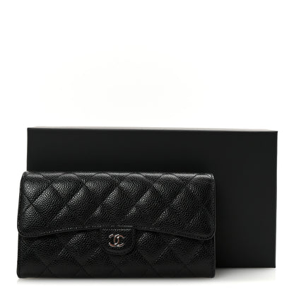 Chanel Caviar Quilted Large Gusset Flap Wallet Black 9 of 9