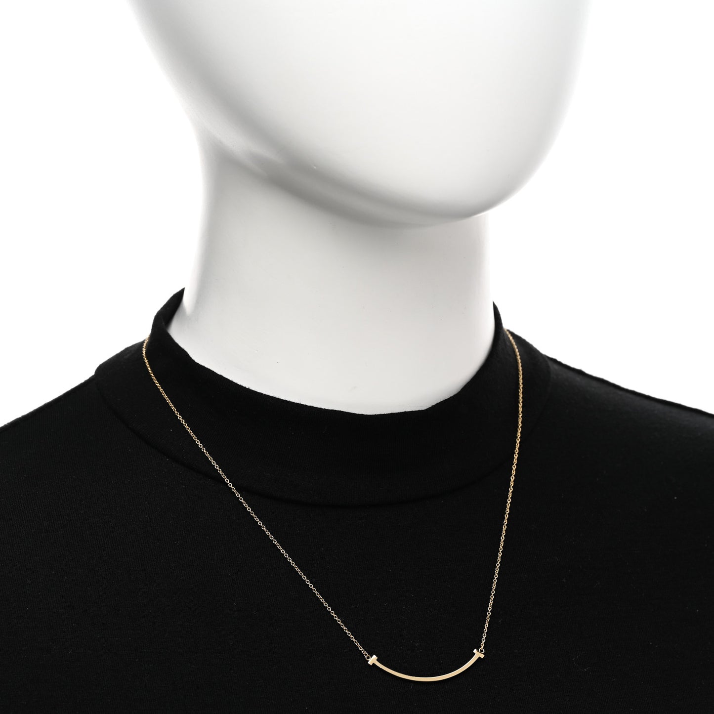 18K Yellow Gold Small T Smile Pendant Necklace