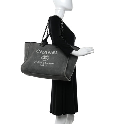 Chanel Canvas Medium Deauville Tote Grey 2 of 13