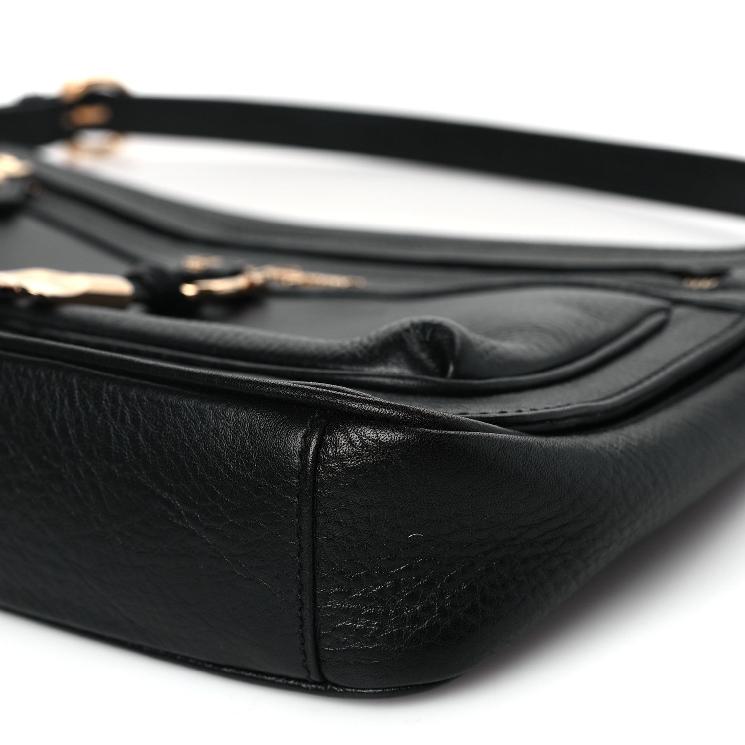 Salvatore Ferragamo Grained Calfskin Gancio Shoulder Bag Black 8 of 8