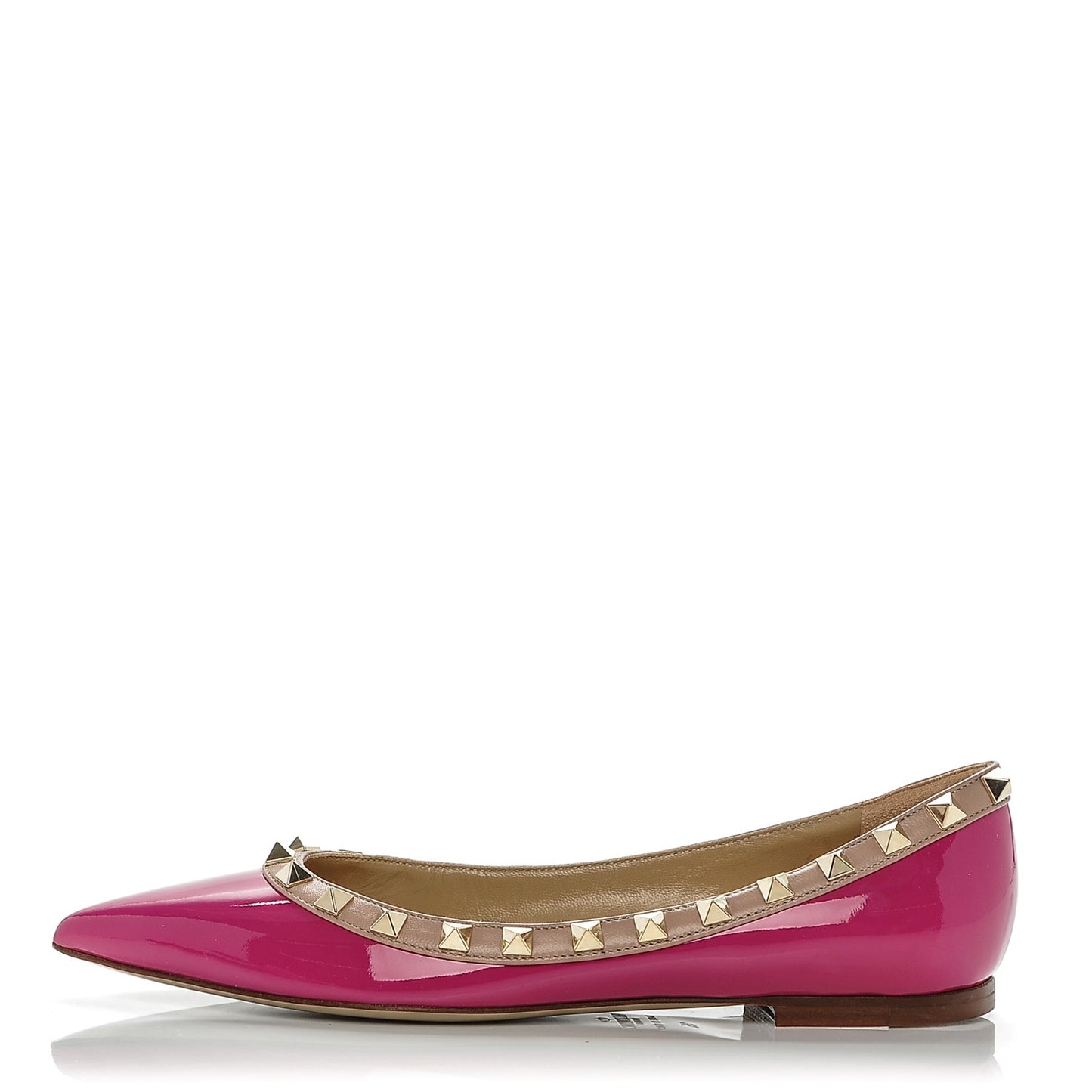 Patent Nappa Rockstud Ballerina Flats 35 Fuxia Poudre