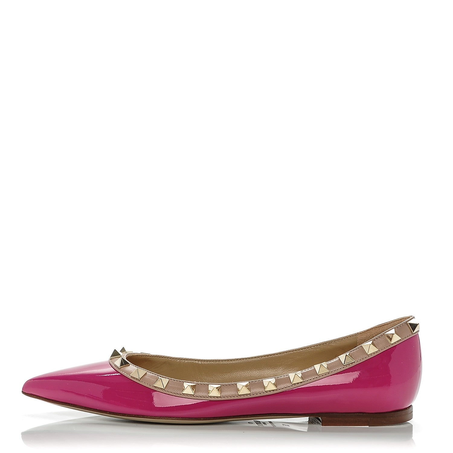 Valentino Garavani Patent Nappa Rockstud Ballerina Flats 35 Fuxia Poudre 1 of 7