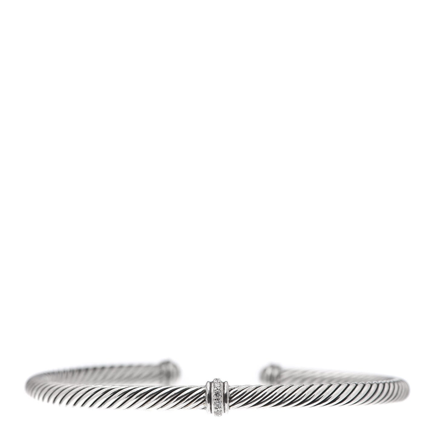 Sterling Silver Diamond 4mm Cable Classics Center Station Bracelet