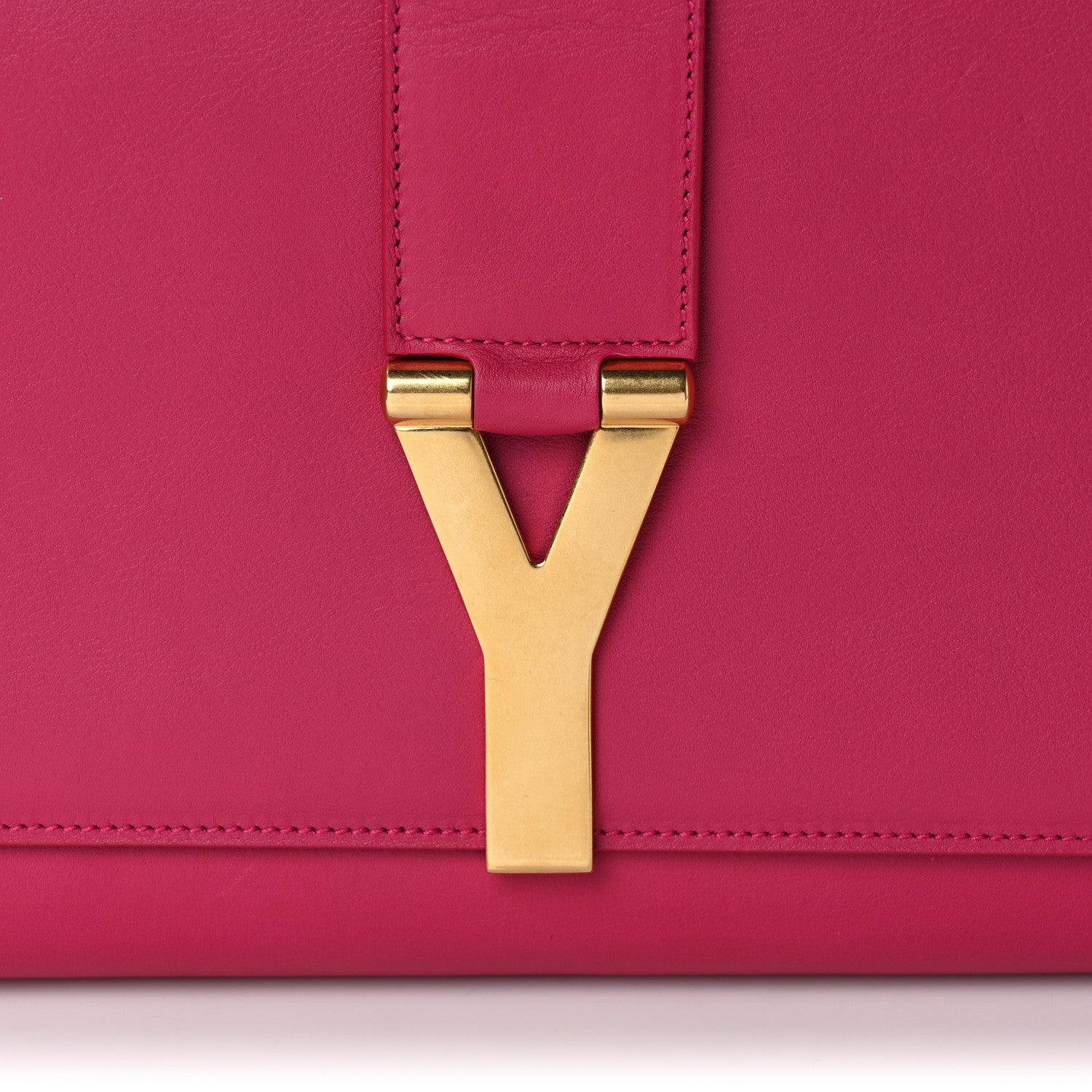 Saint Laurent Calfskin Classic Y Ligne Clutch Fuchsia 6 of 7