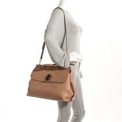 Gucci Cellarius Calfskin Large Bamboo Daily Top Handle Bag Camelia 2 of 6