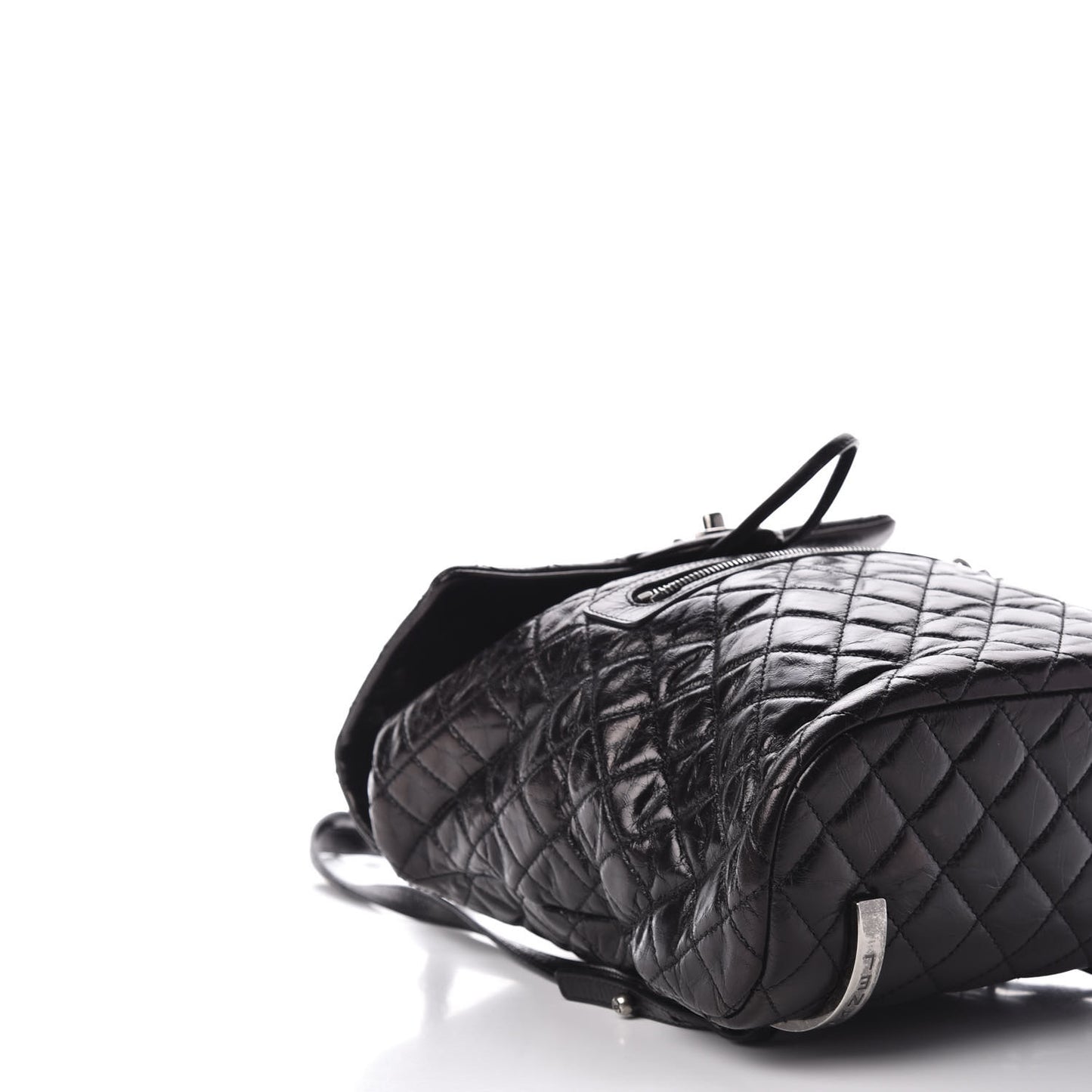 Glazed Calfskin Quilted Large Salzburg Backpack Black