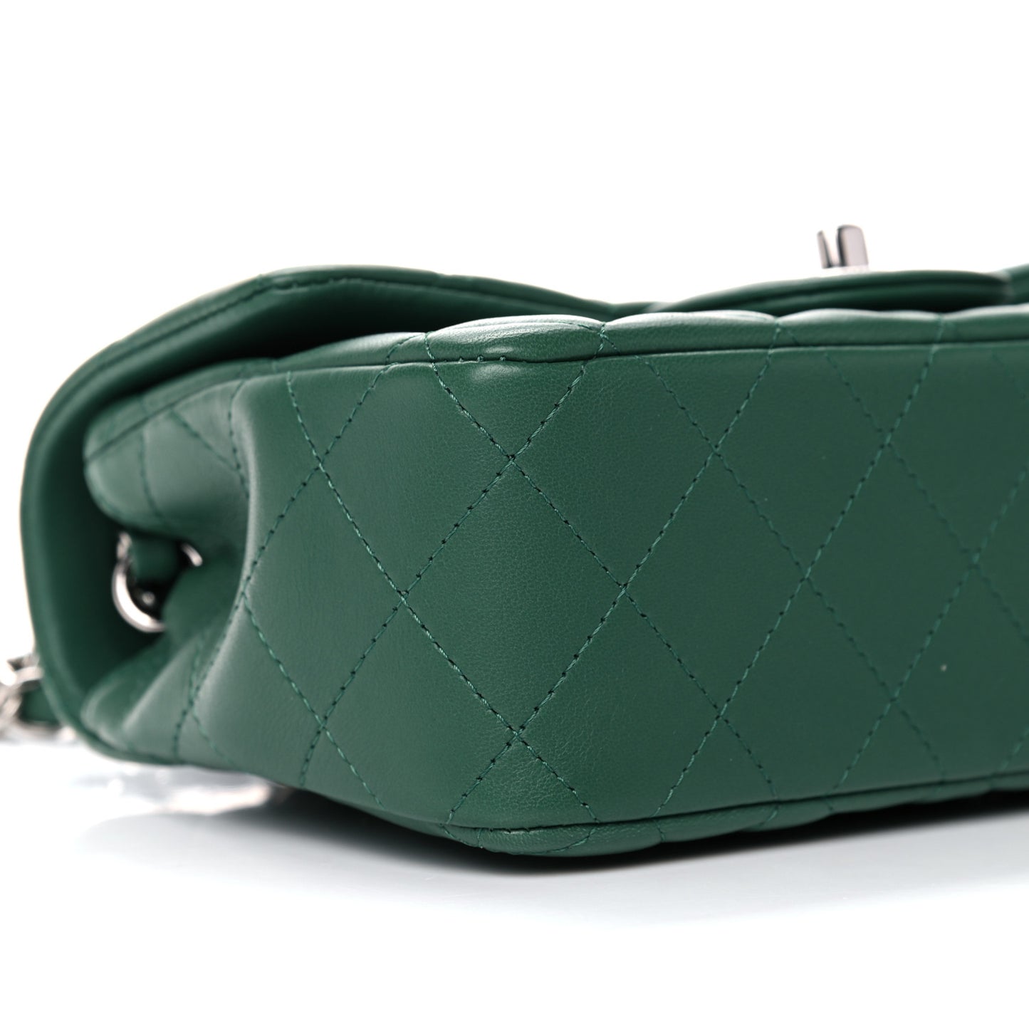 Lambskin Quilted Mini Rectangular Flap Green