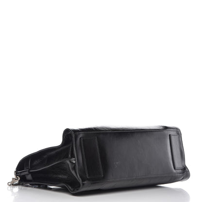 Saint Laurent Cracked Shiny Calfskin Medium Souple Sac De Jour Duffle Black 5 of 13
