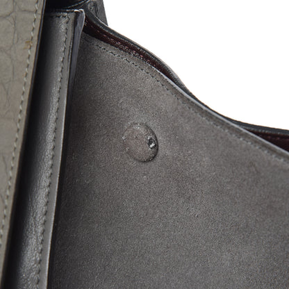 Celine Crocodile Embossed Calfskin Suede Large Trapeze Grey 13 of 16