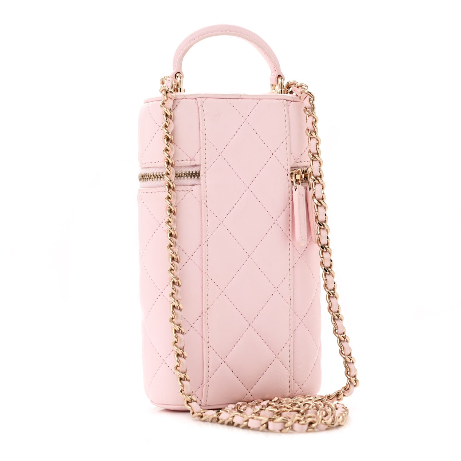 Chanel Lambskin Quilted Vertical Vanity Case With Chain Light Pink 3 of 14