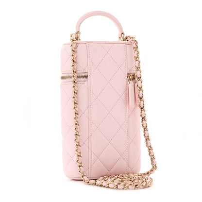 Chanel Lambskin Quilted Vertical Vanity Case With Chain Light Pink 3 of 14