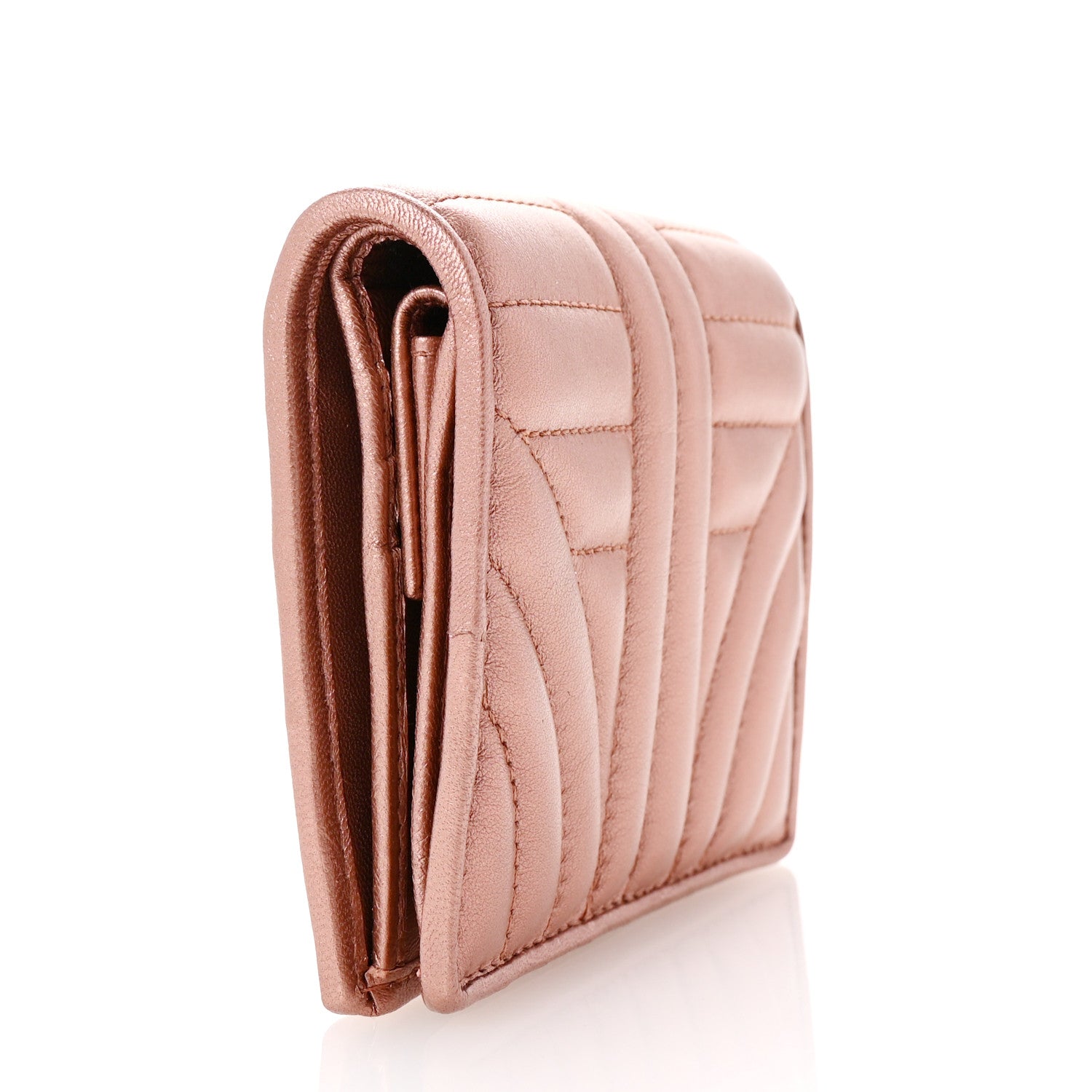 Prada Metallic Nappa Impunture Diagramme Wallet Rosa Mordore 3 of 7