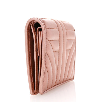 Prada Metallic Nappa Impunture Diagramme Wallet Rosa Mordore 3 of 7