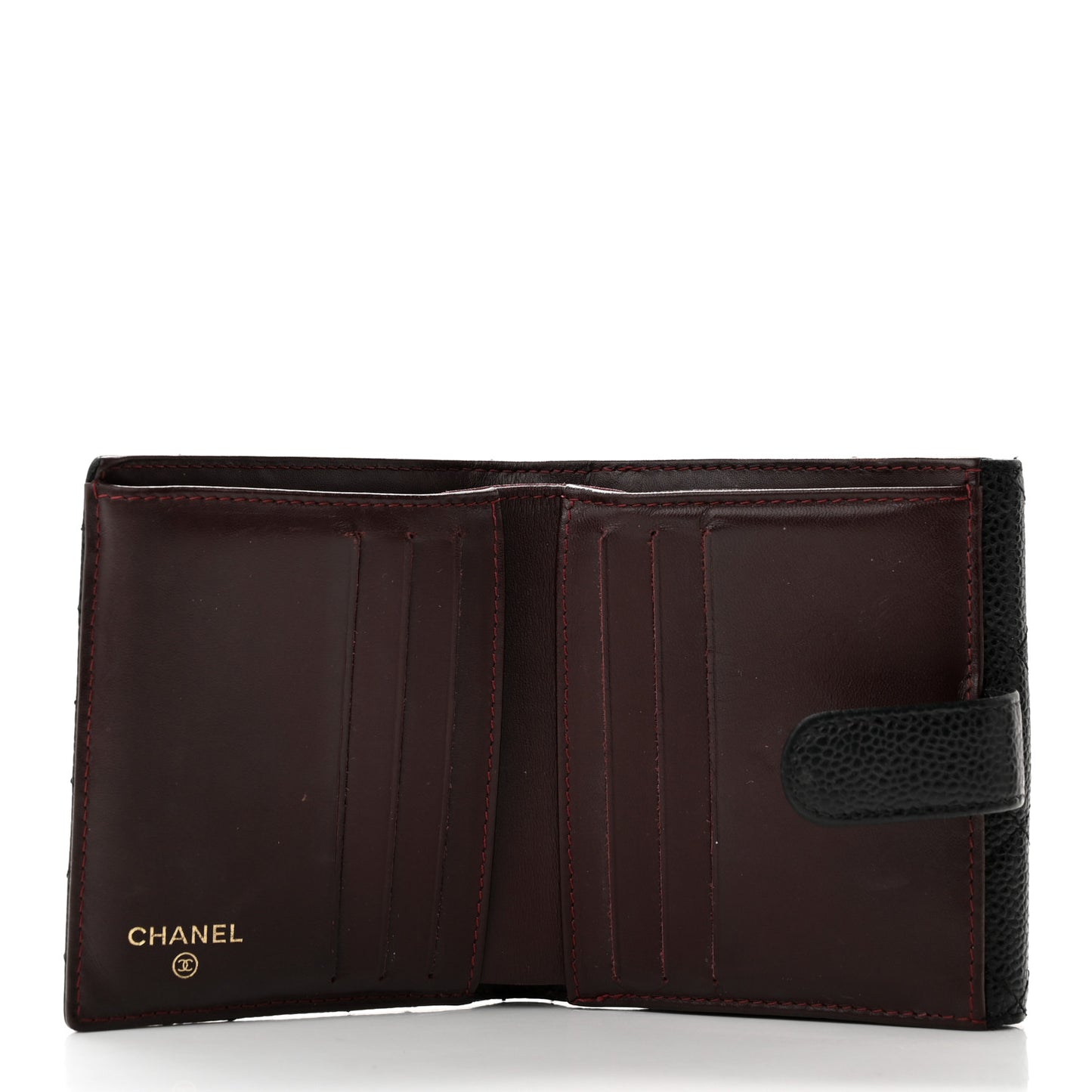 Caviar Quilted Compact French Flap Wallet Black
