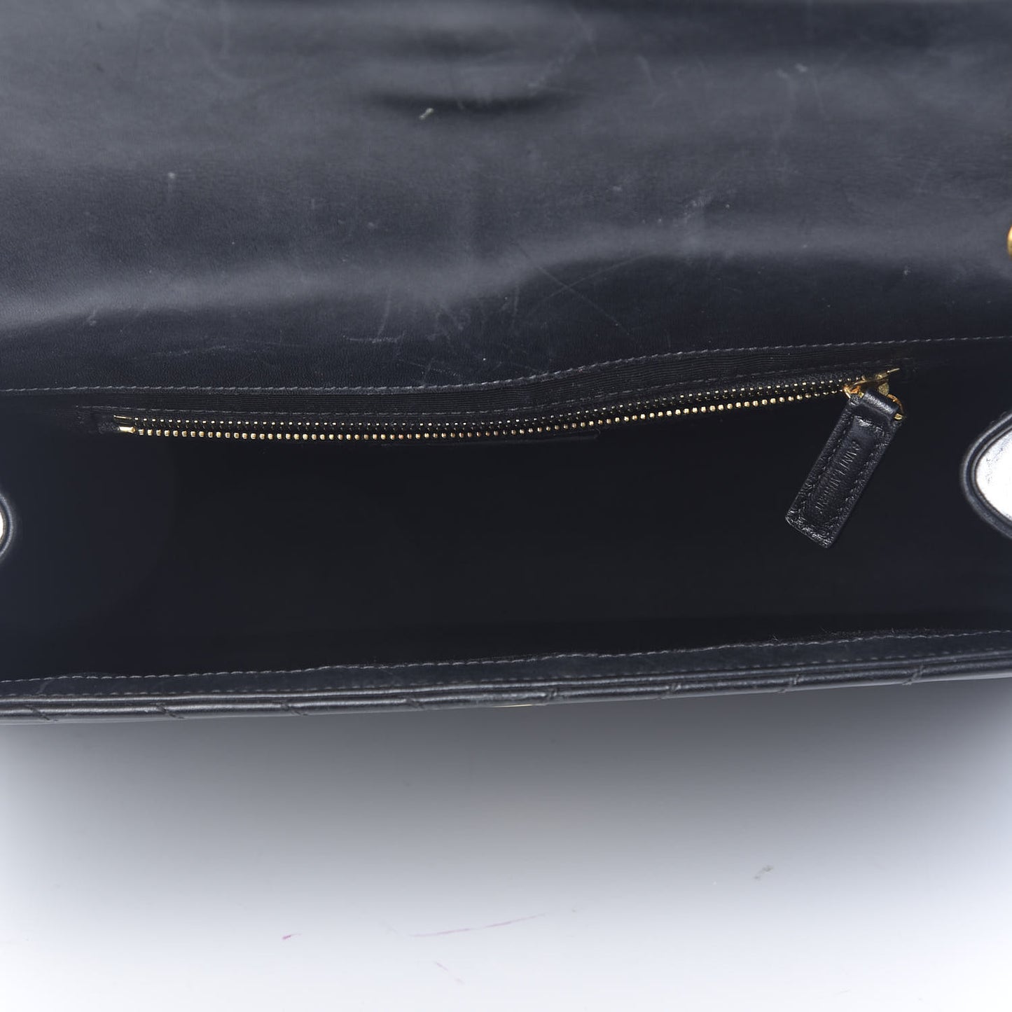 Smooth Calfskin Matelasse Chevron Large Monogram Satchel Black