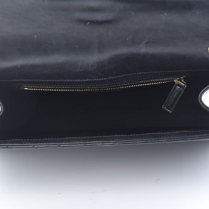 Saint Laurent Smooth Calfskin Matelasse Chevron Large Monogram Satchel Black 11 of 32