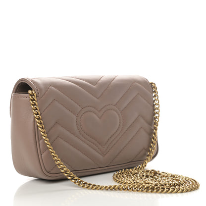 Gucci Calfskin Matelasse Super Mini GG Marmont Shoulder Bag Porcelain Rose 3 of 11